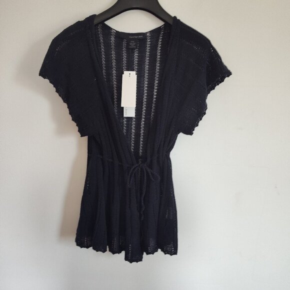 Ladies SZ PS Calvin Klein Jeans Navy Sheer Sweater - Picture 1 of 3